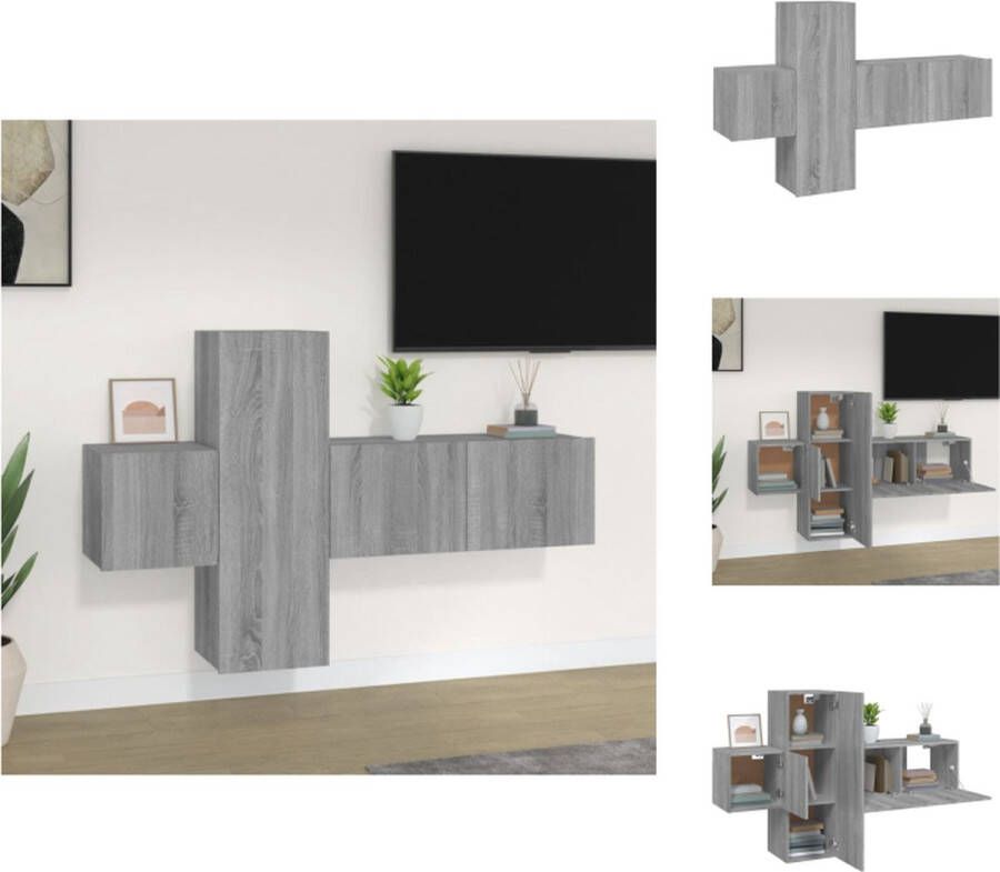 vidaXL Televisiemeubelset Grijs Sonoma Eiken 80 x 30 x 30 cm 30.5 x 30 x 90 cm 30.5 x 30 x 30 cm Kast