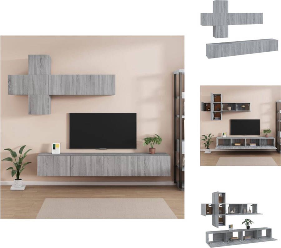 VidaXL Televisiemeubelset Grijs Sonoma Eiken Wandgemonteerde TV-Kasten 4x 30.5 x 30 x 30 cm + 3x 100 x 30 x 30 cm Kast