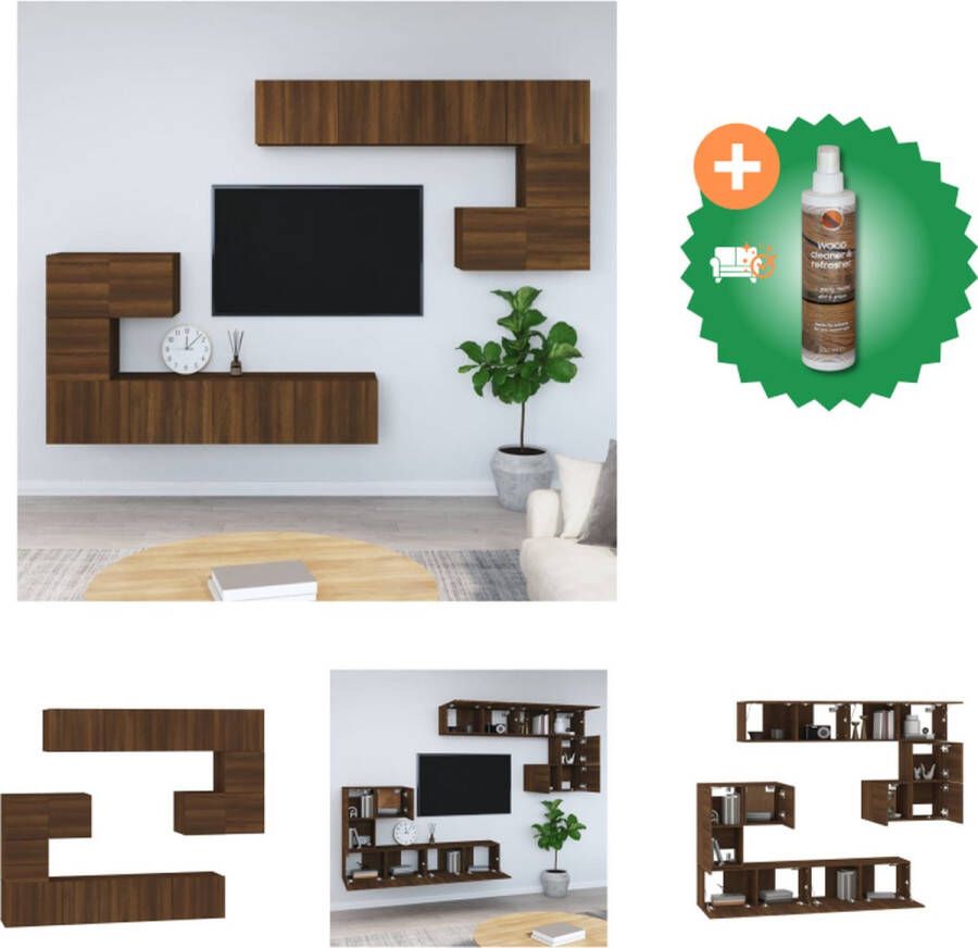 VidaXL Televisiemeubelset Hangend Bruineiken 30.5 x 30 x 30 cm Set van 2 (S) set van 2 (M) set van 4 (L) Kast Inclusief Houtreiniger en verfrisser
