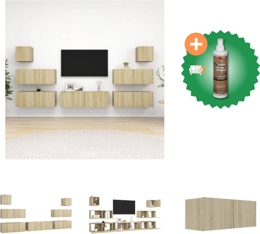 VidaXL Televisiemeubelset Hangend Spaanplaat Sonoma Eiken 80 x 30 x 30 cm 100 x 30 x 30 cm 30.5 x 30 x 30 cm Kast Inclusief Houtreiniger en verfrisser