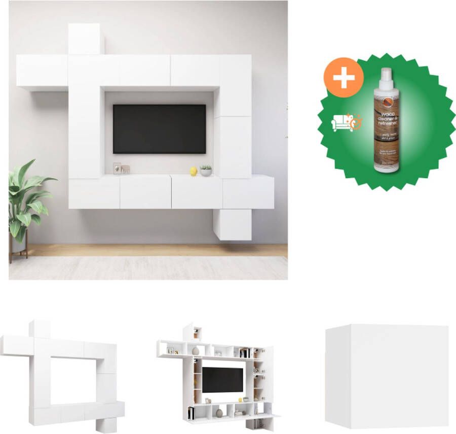 VidaXL Televisiemeubelset Hangend Spaanplaat Wit 30.5 x 30 x 30 cm 100 x 30 x 30 cm 30.5 x 30 x 90 cm 30.5 x 30 x 60 cm Kast Inclusief Houtreiniger en verfrisser