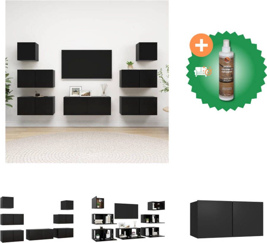 VidaXL Televisiemeubelset Hangend Spaanplaat Zwart 60x30x30 cm 80x30x30 cm 30.5x30x30 cm Kast Inclusief Houtreiniger en verfrisser - Foto 3