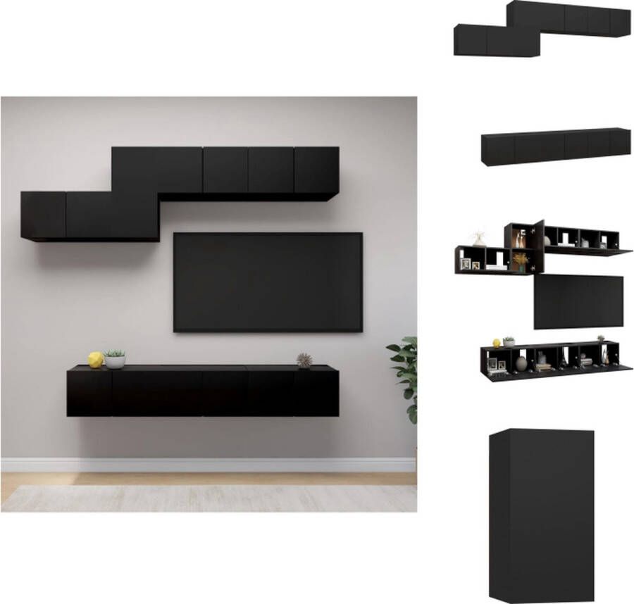 VidaXL Tv-kastenset Tv-kastensets Tv-kasten Tv-meubelset 7-delige Tv-meubelset bewerkt hout zwart