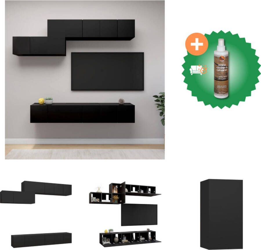 VidaXL Televisiemeubelset Hangend Spaanplaat Zwart 60x30x30 cm 80x30x30 cm 30.5x30x30 cm Kast Inclusief Houtreiniger en verfrisser - Foto 4