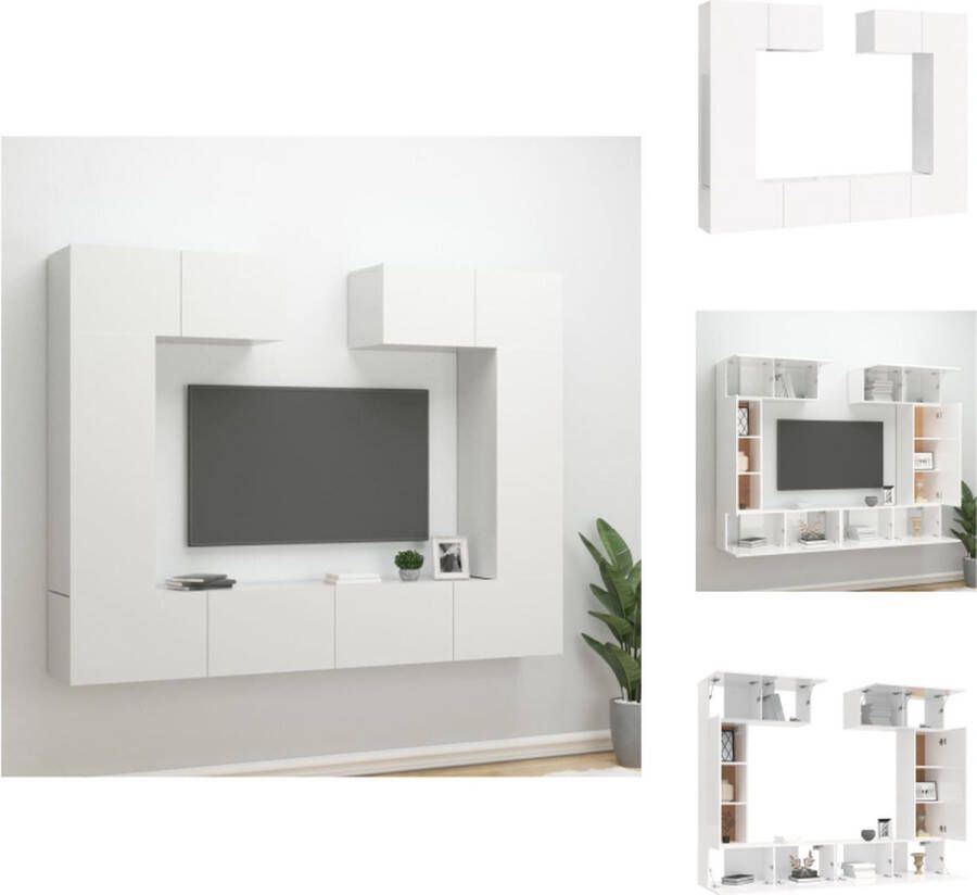 VidaXL Televisiemeubelset Hoogglans Wit 2x 80x30x30cm 2x 30.5x30x90cm 2x 100x30x30cm Kast