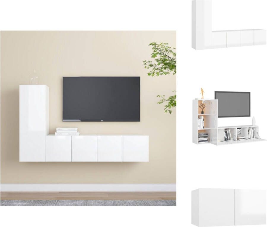 VidaXL Televisiemeubelset Hoogglans wit Spaanplaat Montage vereist 30.5 x 30 x 90 cm 60 x 30 x 30 cm Kast