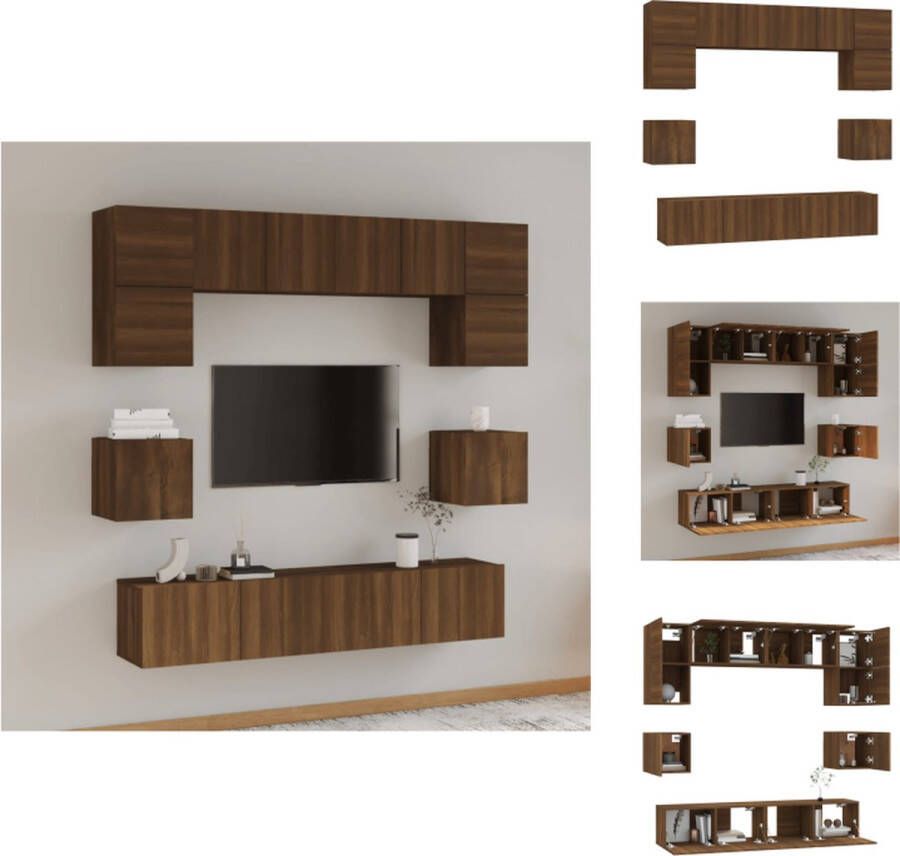VidaXL Televisiemeubelset klassiek design bewerkt hout bruineiken 60x30x30 80x30x30 30.5x30x30 cm Kast