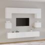 VidaXL Televisiemeubelset Klassiek design Wandgemonteerd Voldoende opbergruimte Wit Materiaal- bewerkt hout 2x 60x30x30cm 2x 80x30x30cm 2x 100x30x30cm 2x 30.5x30x30cm Kast - Thumbnail 1