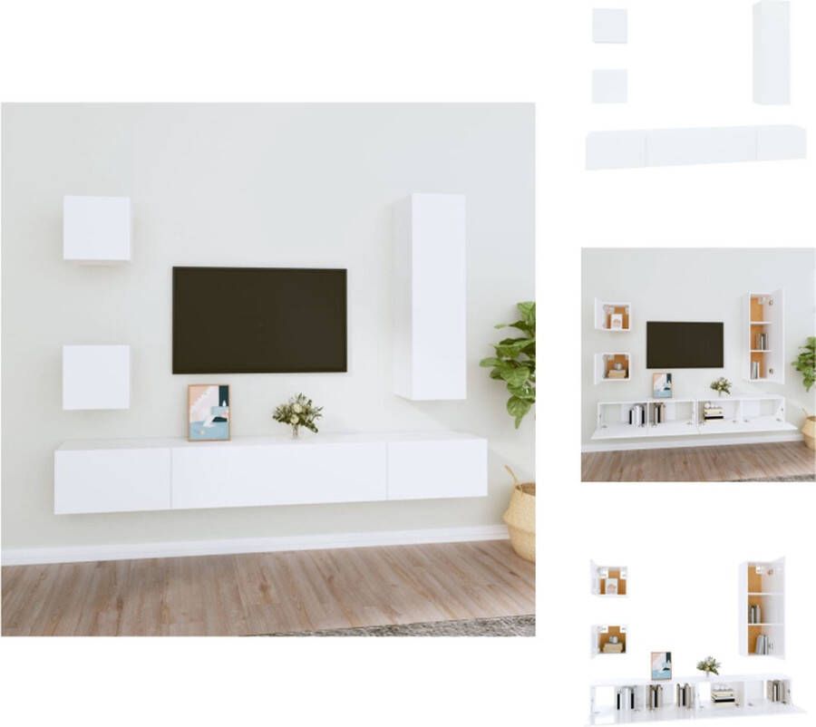 VidaXL Televisiemeubelset Klassiek Design Wit 30.5 x 30 x 30 cm 30.5 x 30 x 110 cm 100 x 30 x 30 cm Kast - Foto 2