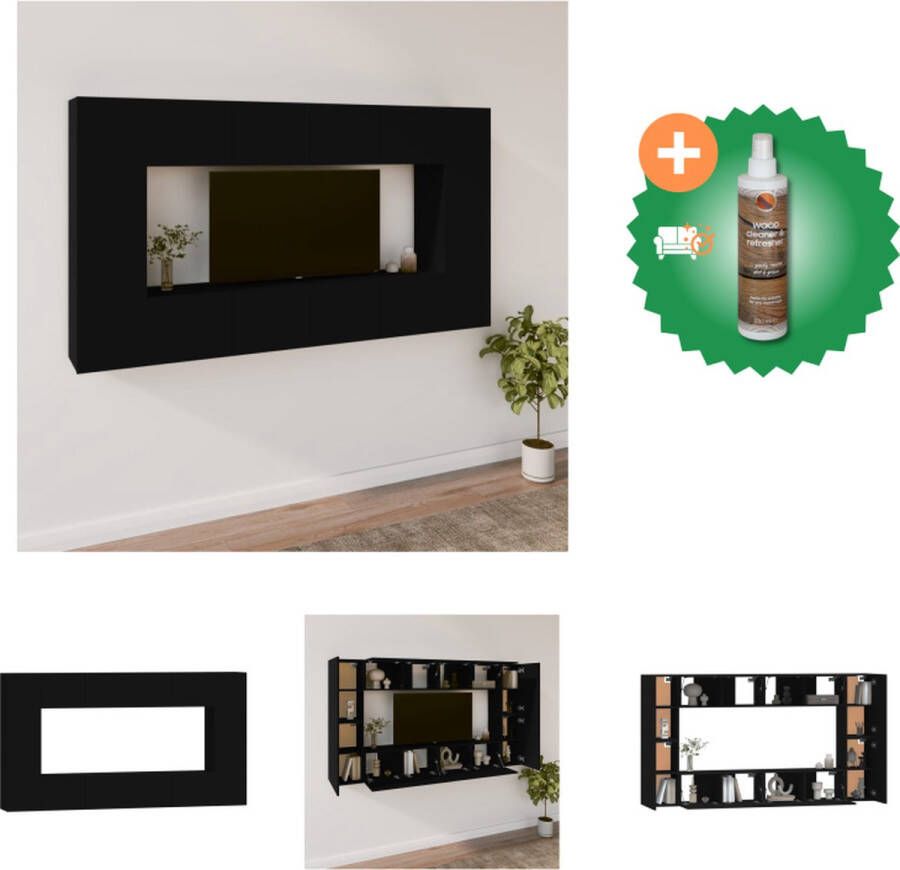 VidaXL Televisiemeubel Set Klassiek TV-meubels 60x30x30 cm 80x30x30 cm 30.5x30x30 cm Zwart bewerkt hout Kast Inclusief Houtreiniger en verfrisser - Foto 3