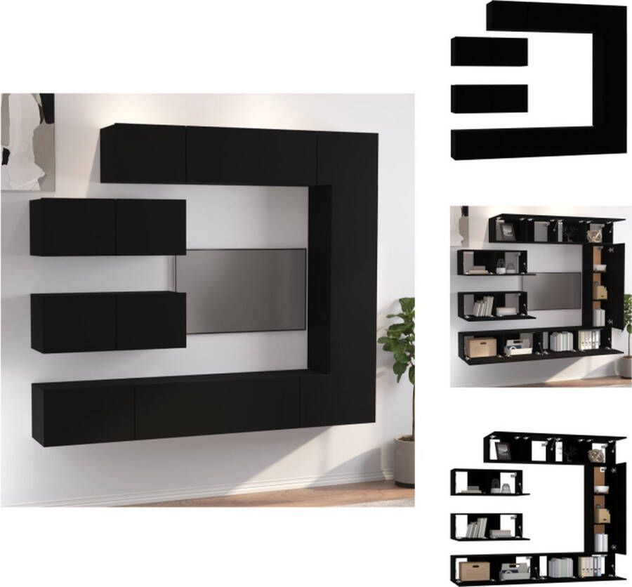 VidaXL Televisiemeubelset Klassiek Zwart 4x 80x30x30cm 1x 30.5x30x110cm 2x 100x30x30cm Kast