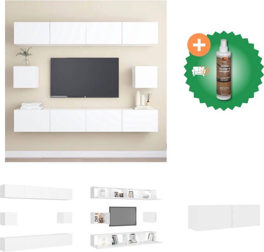 VidaXL Televisiewandmeubel naam Tv-meubelset- aantal meubels hoofdmeubel Kleur- wit Materiaal- spaanplaat Kast Inclusief Houtreiniger en verfrisser