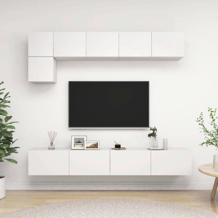 VidaXL Televisiemeubelset (naam ) Wandmeubel Kleur- wit Materiaal- spaanplaat Maten- 60x30x30 cm 80x30x30 cm 100x30x30 cm Montage vereist Kast