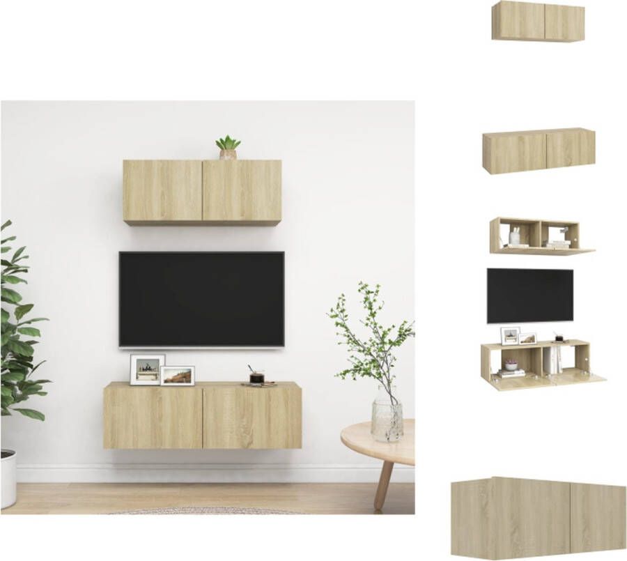 VidaXL Televisiemeubelset Sonoma Eiken 100x30x30cm 80x30x30cm Montage vereist Kast