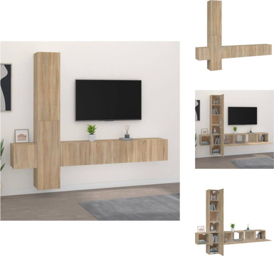 VidaXL Tv-kast Tv-kasten Tv-meubel Hifi-meubel 5-delige Tv-meubelset bewerkt hout sonoma eikenkleurig