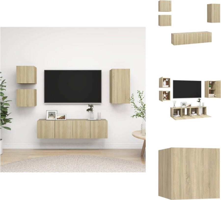 VidaXL Televisiemeubelset Sonoma Eiken 30.5 x 30 x 60 cm 60 x 30 x 30 cm Opbergoplossing Kast
