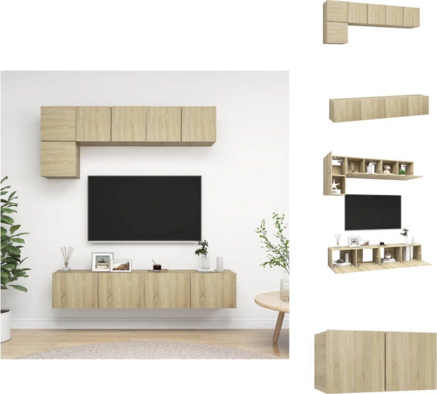 VidaXL Tv-kastenset Tv-kastensets Tv-kasten Tv-meubelset 5-delige Tv-meubelset spaanplaat sonoma eikenkleurig