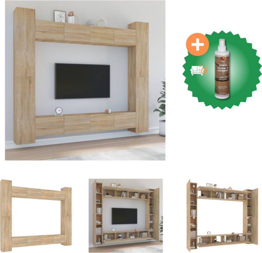 VidaXL Klassieke Televisiekastenset 4x 100x30x30cm 2x 30.5x30x110cm 2x 30.5x30x30cm Sonoma Eiken Kast Inclusief Houtreiniger en verfrisser - Foto 2