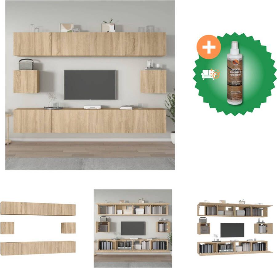 VidaXL TV-meubelset Klassiek Sonoma Eiken Wandgemonteerd 3x 60x30x30cm 1x 30.5x30x60cm 2x 100x30x30cm Kast Inclusief Houtreiniger en verfrisser - Foto 2