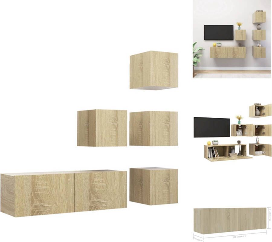 VidaXL Televisiemeubelset Sonoma Eiken 4x 30.5 x 30 x 30 cm + 1x 100 x 30 x 30 cm Kast