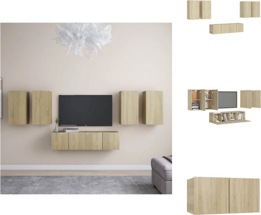VidaXL Tv-kastenset Tv-kastensets Tv-kasten Tv-meubelset 6-delige Tv-meubelset bewerkt hout sonoma eikenkleurig