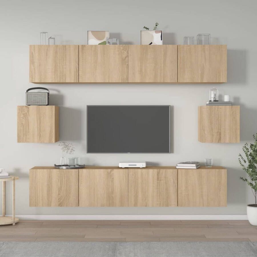 VidaXL Tv-kast Tv-kasten Tv-meubel Hifi-meubel 6-delige Tv-meubelset bewerkt hout sonoma eikenkleurig