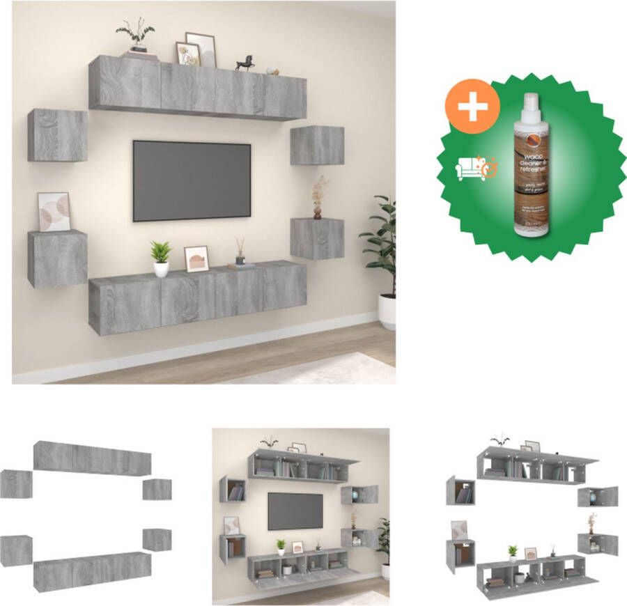VidaXL Televisiekastenset klassiek tv-meubel 100 x 30 x 30 cm Ken- wandgemonteerd Kleur- grijs sonoma eiken Materiaal- bewerkt hout Kast Inclusief Houtreiniger en verfrisser - Foto 2