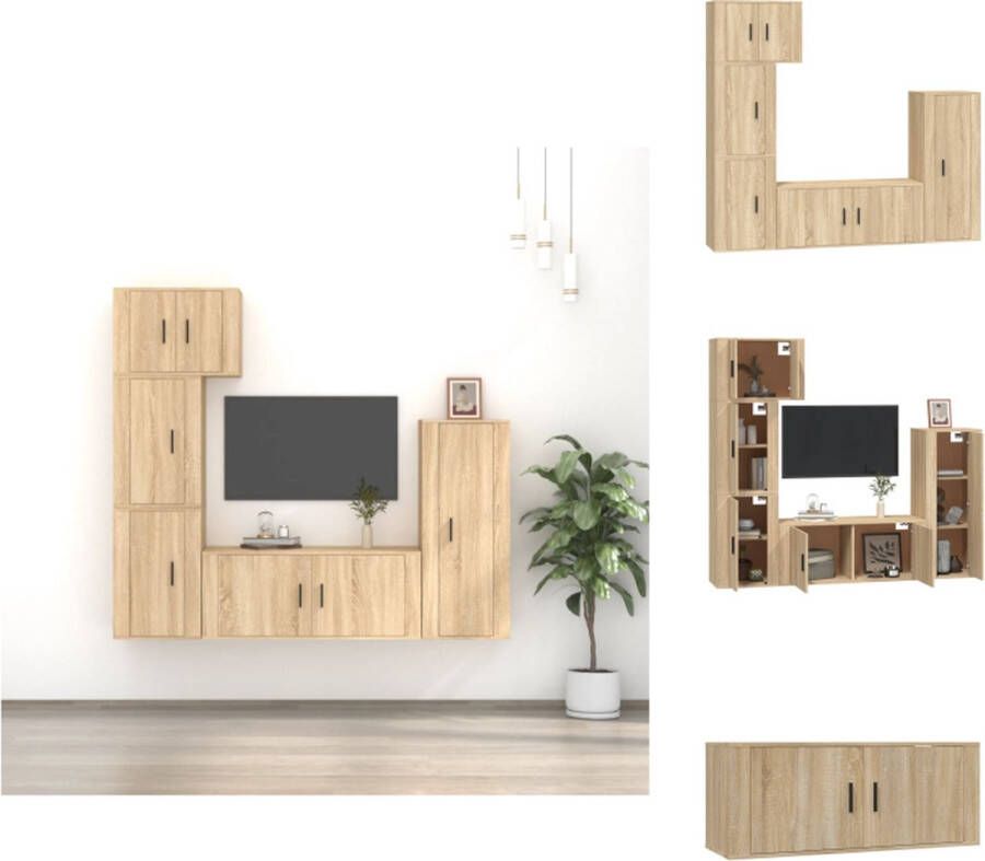 VidaXL Televisiemeubelset Sonoma Eiken 57 x 34.5 x 40 cm 40 x 34.5 x 100 cm 100 x 34.5 x 40 cm 40 x 34.5 x 60 cm Wandgemonteerd Kast