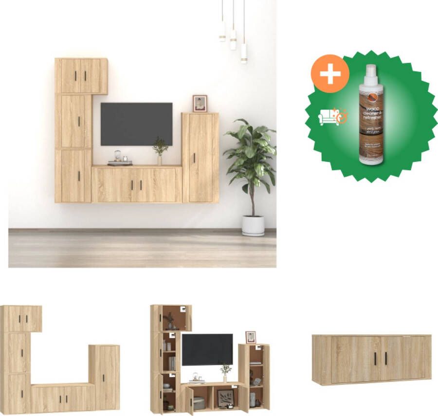 VidaXL Televisiemeubelset Sonoma Eiken 57 x 34.5 x 40 cm 40 x 34.5 x 100 cm 100 x 34.5 x 40 cm 40 x 34.5 x 60 cm Wandgemonteerd Kast Inclusief Houtreiniger en verfrisser