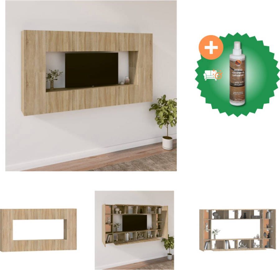 VidaXL Klassieke Televisiekastenset 4x 100x30x30cm 2x 30.5x30x110cm 2x 30.5x30x30cm Sonoma Eiken Kast Inclusief Houtreiniger en verfrisser - Foto 3