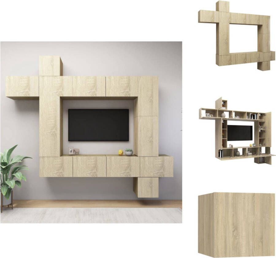 VidaXL televisiemeubelset Sonoma eiken Spaanplaat 30.5 x 30 x 30 cm 100 x 30 x 30 cm 30.5 x 30 x 90 cm 30.5 x 30 x 60 cm Kast