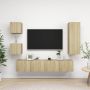 VidaXL Televisiemeubelset Sonoma eiken Wandbevestiging 1x 30.5x30x90cm 2x 80x30x30cm 2x 30.5x30x30cm Kast - Thumbnail 1