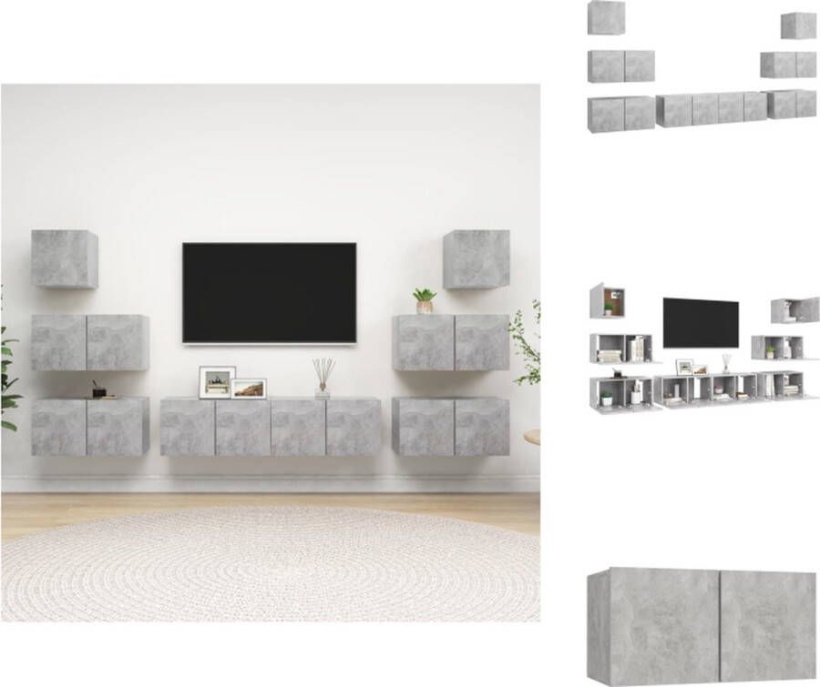 VidaXL Televisiemeubelset TV-kasten Betongrijs Verschillende maten Stevig en duurzaam Montage vereist Kast - Foto 2