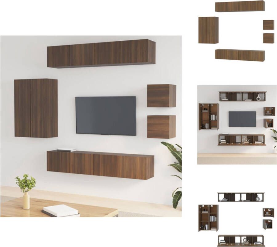VidaXL Televisiemeubelset TV-meubel Bruineiken 80x30x30cm 4x 80x30x30cm 2x 30.5x30x90cm 2x 30.5x30x30cm Kast