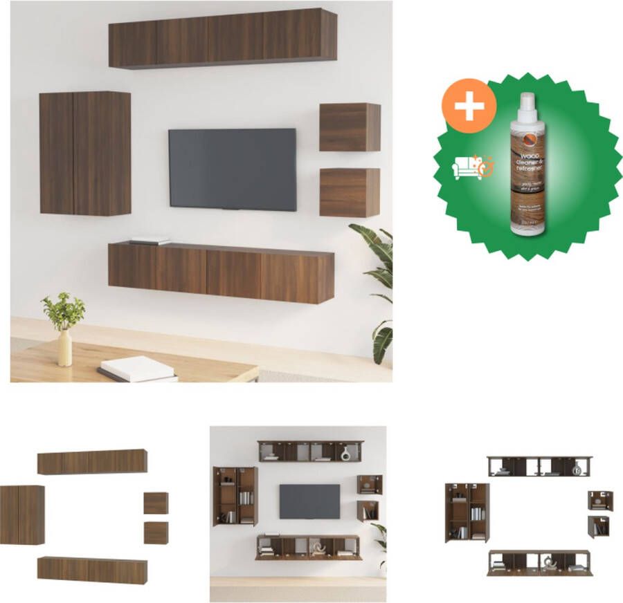 VidaXL Televisiemeubelset TV-meubel Bruineiken 80x30x30cm 4x 80x30x30cm 2x 30.5x30x90cm 2x 30.5x30x30cm Kast Inclusief Houtreiniger en verfrisser - Foto 2