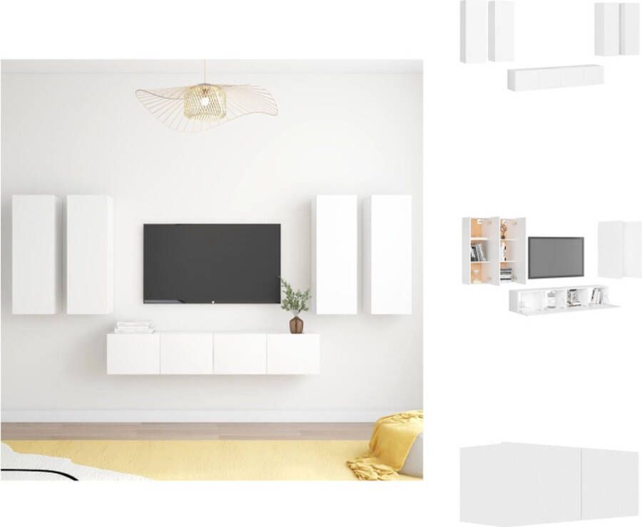 VidaXL televisiemeubelset wit spaanplaat 80x30x30 cm 30.5x30x90 cm schoon te maken met vochtige doek Kast