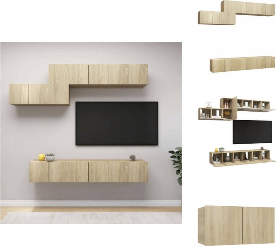 VidaXL Tv-kastenset Tv-kastensets Tv-kasten Tv-meubelset 7-delige Tv-meubelset bewerkt hout sonoma eikenkleurig