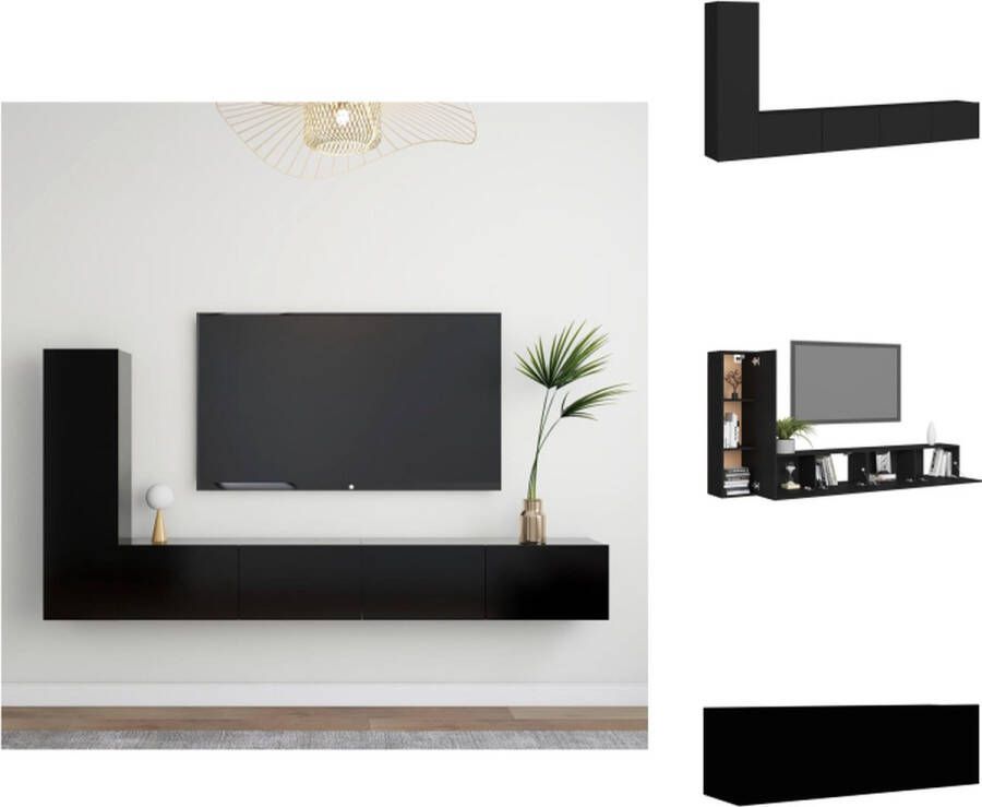 VidaXL Televisiemeubelset X Wandmontage Stereokasten Zwart Spaanplaat Montage vereist Kast