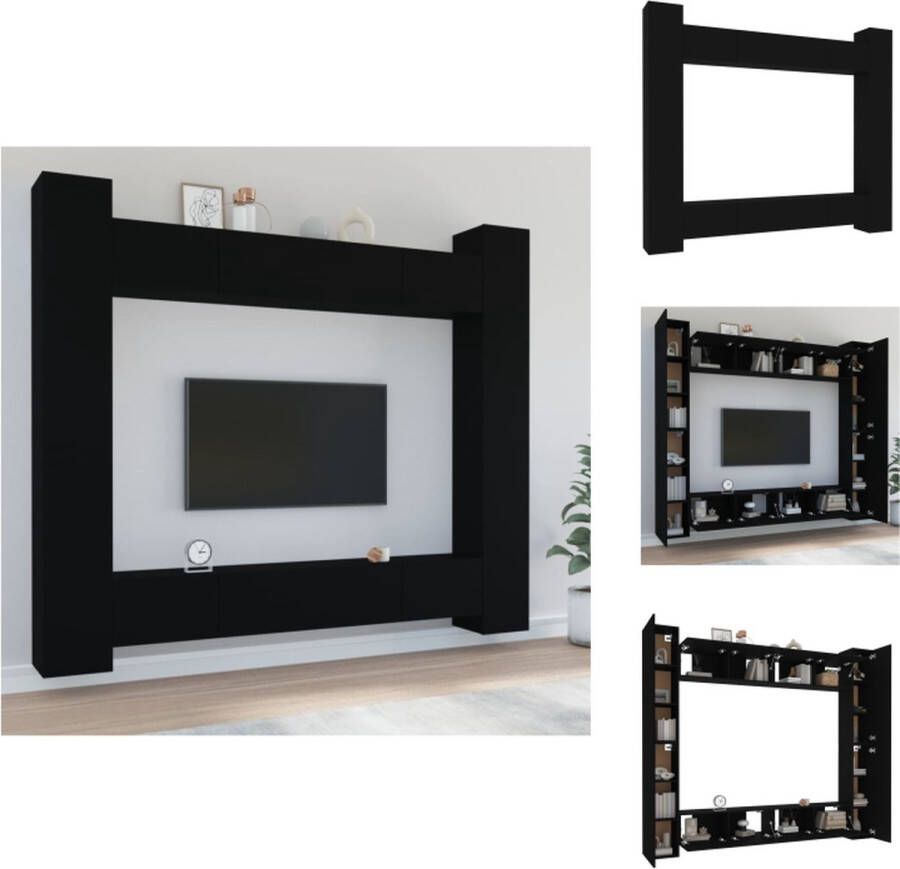 VidaXL Televisiemeubelset Zwart 100 x 30 x 30 cm 30.5 x 30 x 110 cm Kast
