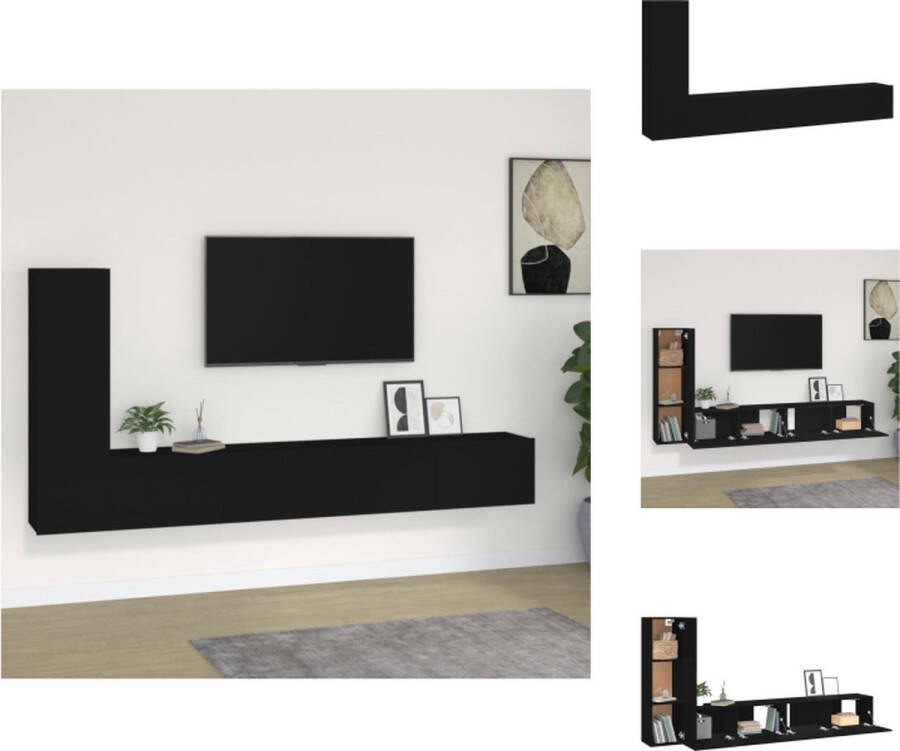 VidaXL Televisiemeubelset Zwart 100 x 30 x 30 cm 30.5 x 30 x 110 cm Trendy en praktisch Kast