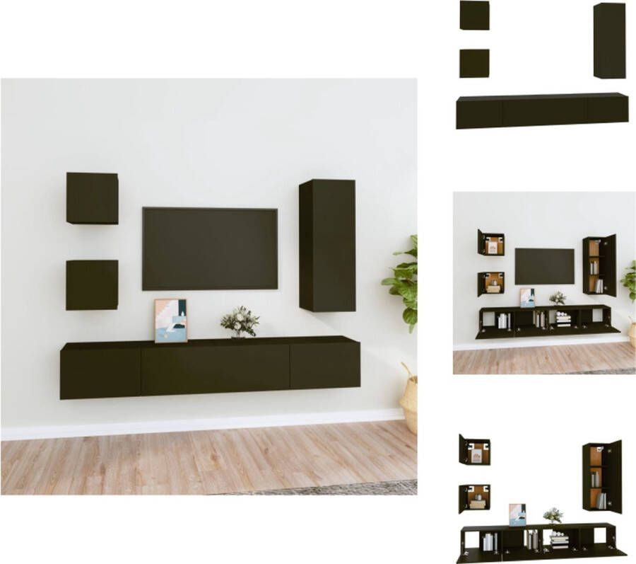 VidaXL Televisiemeubelset Zwart 30.5 x 30 x 30 cm 30.5 x 30 x 90 cm 80 x 30 x 30 cm Kast