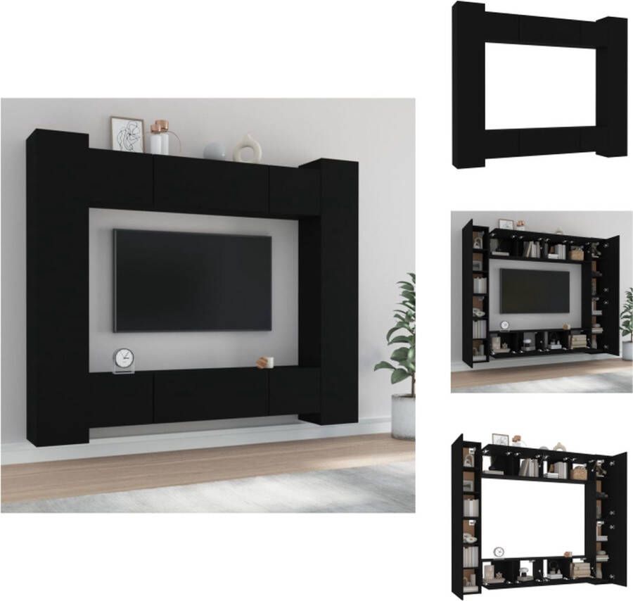 VidaXL Televisiemeubelset Zwart 80 x 30 x 30 cm 30.5 x 30 x 90 cm Wandgemonteerde functie Kast
