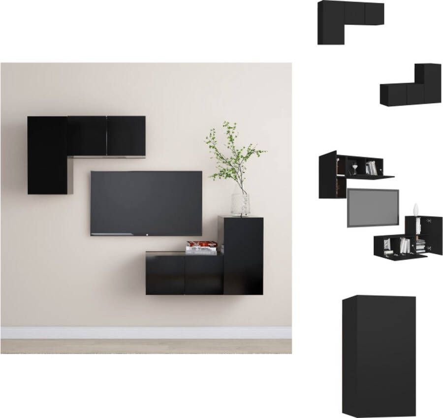 vidaXL televisiemeubelset zwart spaanplaat 4-delige set 30.5 x 30 x 60 cm 60 x 30 x 30 cm Kast