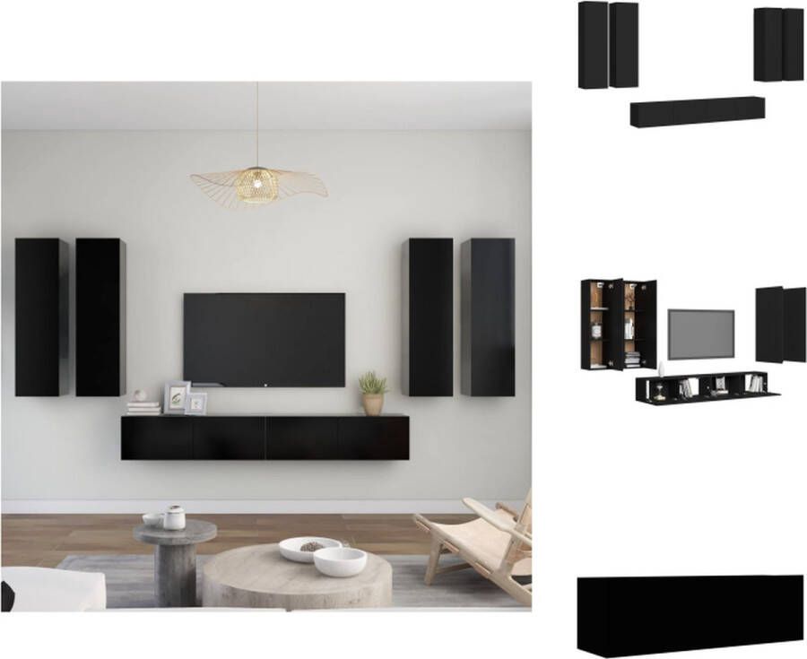 VidaXL televisiemeubelset zwart spaanplaat montage vereist 4x 30.5x30x110 cm 2x 100x30x30 cm Kast