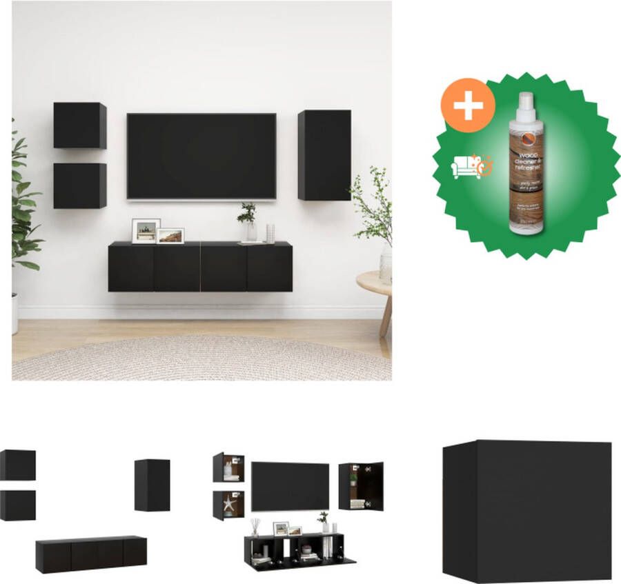 VidaXL Televisiemeubel Trendy Zwart 60 x 30 x 30 cm Wandmontage Opbergruimte voor boeken en dvds Kast Inclusief Houtreiniger en verfrisser - Foto 2