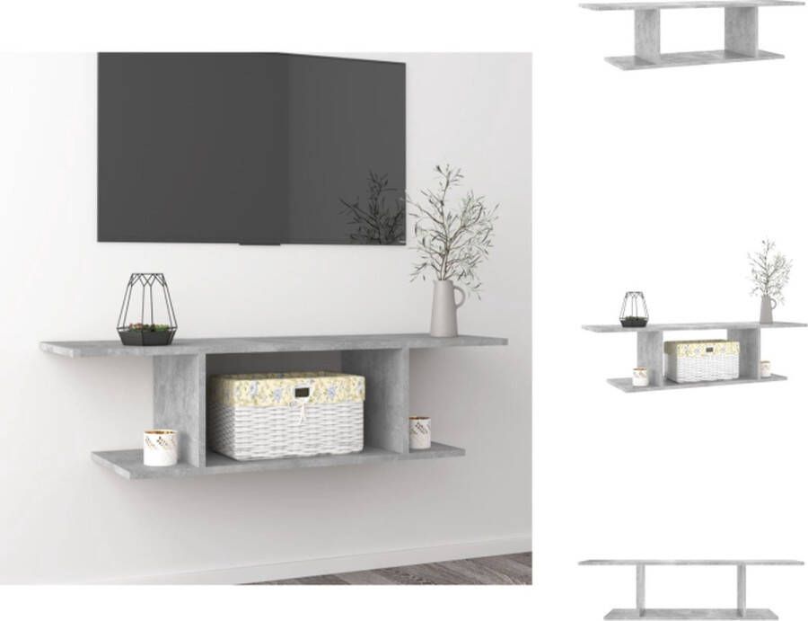 VidaXL Tv-kast Tv-kasten Televisiekast Televisiekasten Tv-wandmeubel 103x30x26 5 cm betongrijs - Foto 2