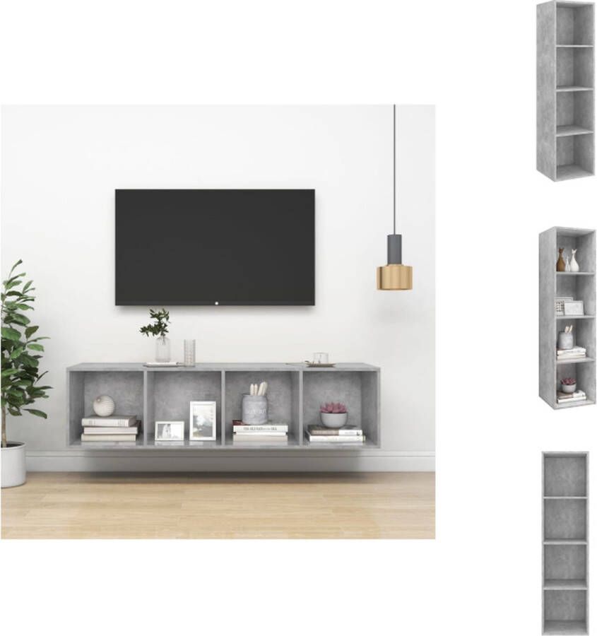 VidaXL Televisiewandmeubel Betongrijs 37 x 37 x 142.5 cm Opbergvakken Kast