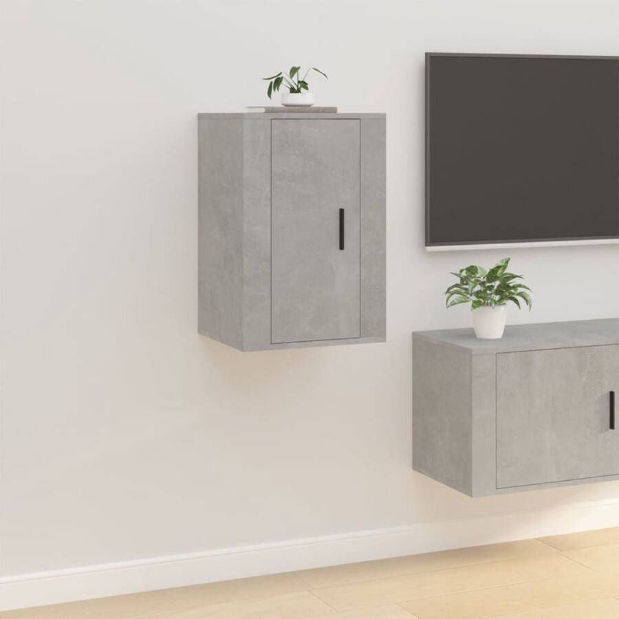 vidaXL Televisiewandmeubel Betongrijs 40x34.5x60 cm Strak design Voldoende opbergruimte Wandgemonteerde functie Multifunctioneel Montagehandleiding inbegrepen