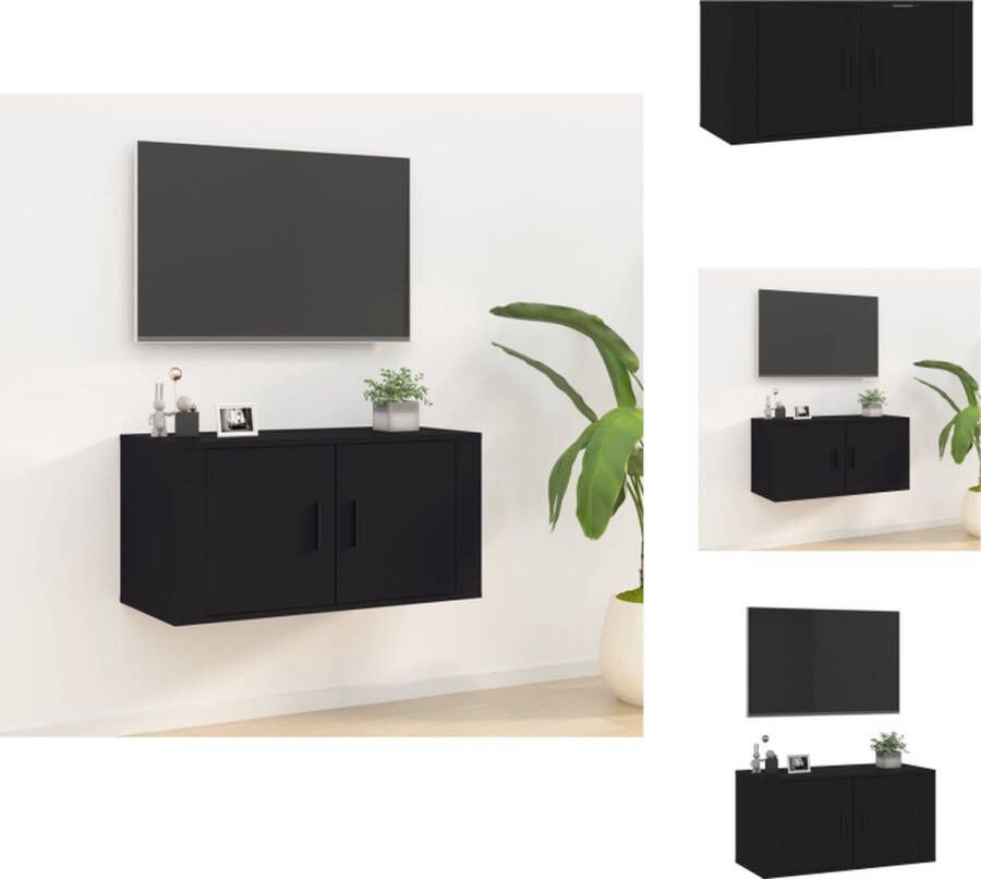 VidaXL Tv-kast Tv-kasten Tv-wandmeubel Televisiekast Tv-wandmeubel 80x34 5x40 cm zwart - Foto 1