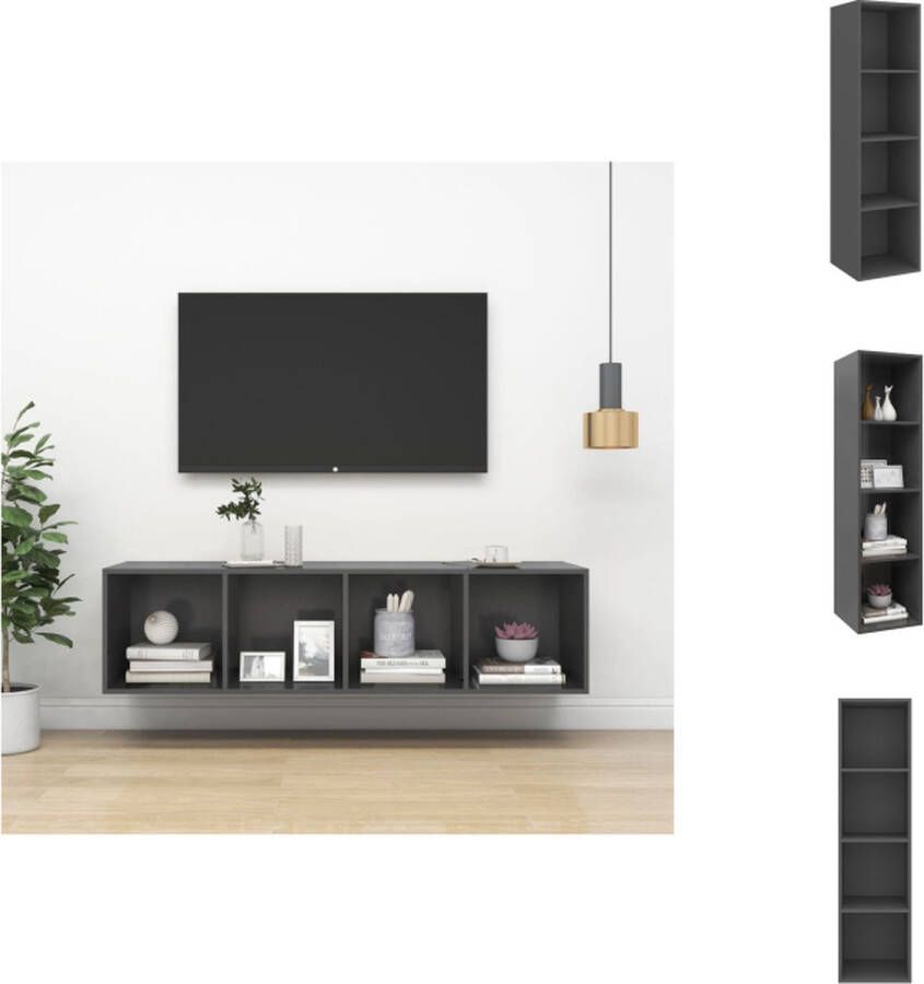 VidaXL Tv-kast Tv-kasten Televisiekast Televisiekasten Tv-wandmeubel 37x37x142 5 cm bewerkt hout grijs